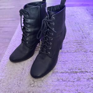 Women's Black Lace-Up Ankle Boots